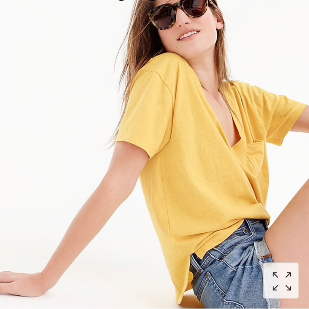 J. Crew Slub cotton V-neck Tee in Rich Gold